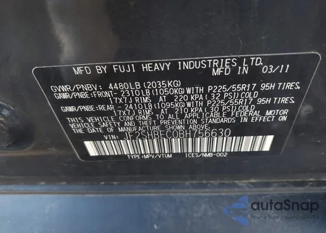 2011 Subaru Forester 2.5X Limited z USA, uszkodzony, nr VIN JF2SHBEC0BH756630